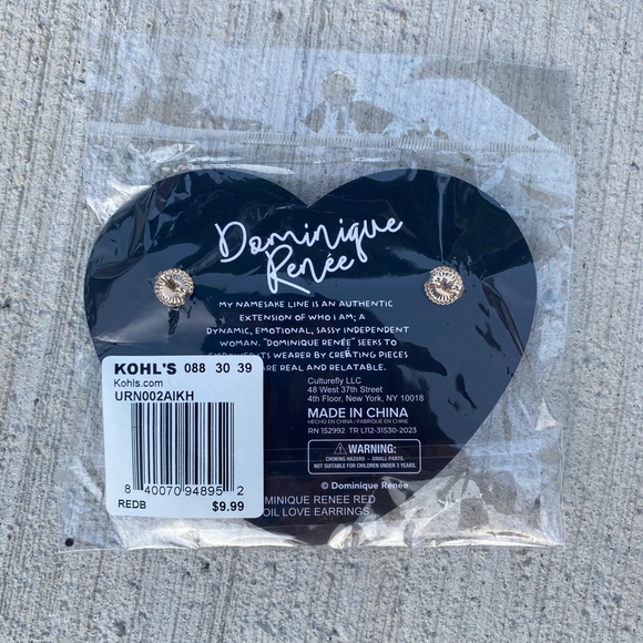 Dominique Renee Red and Gold Heart Drop Earrings - Picture 4 of 4